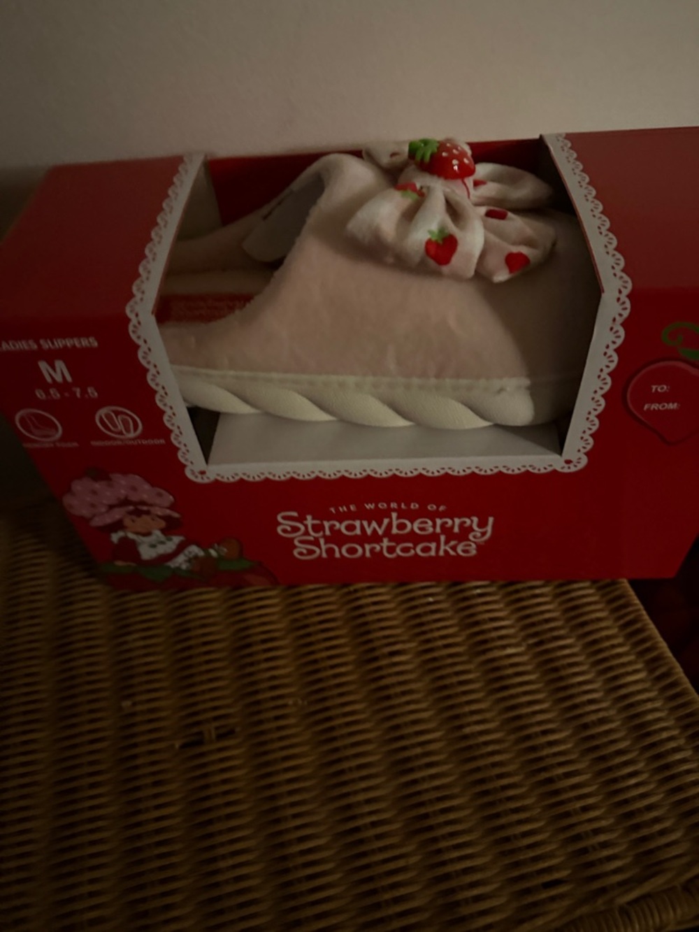 Strawberry Shortcake Women's Pink Plush Bow Slippers - Picture 2 of 4